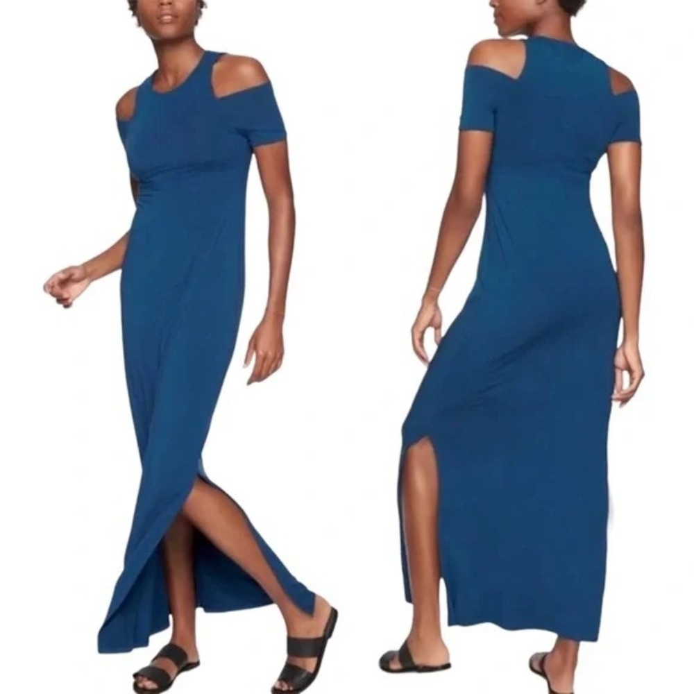 Nwt Athleta Blue isla Maxi‎ Sundress with side slit nwt micro modal